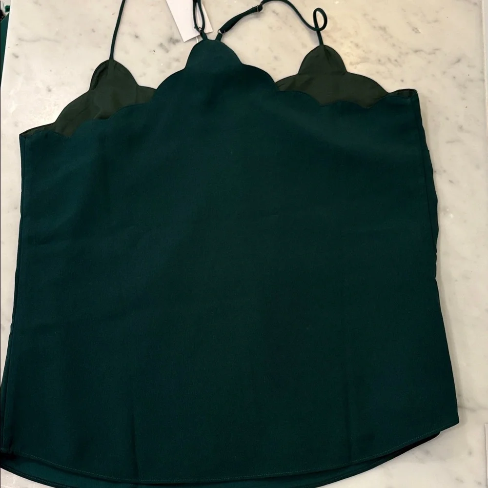 J. Crew Dark Teal Scalloped Neck Cami